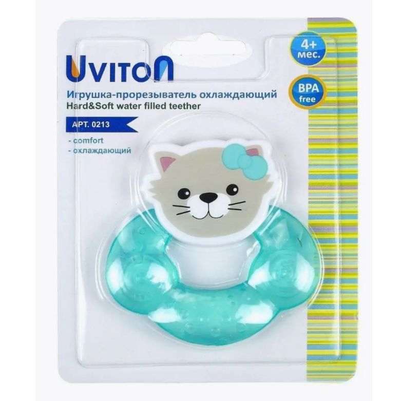 Uviton Прорезыватель для зубов охлаждающий с водой, арт. 0213, бирюзового цвета, 1 шт.