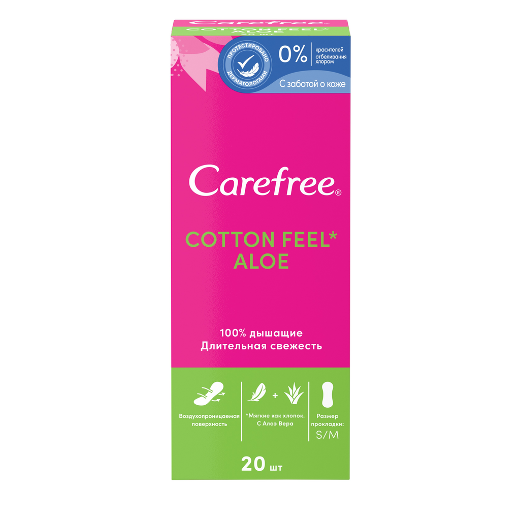 фото упаковки Carefree Cotton Feel Aloe прокладки ежедневные