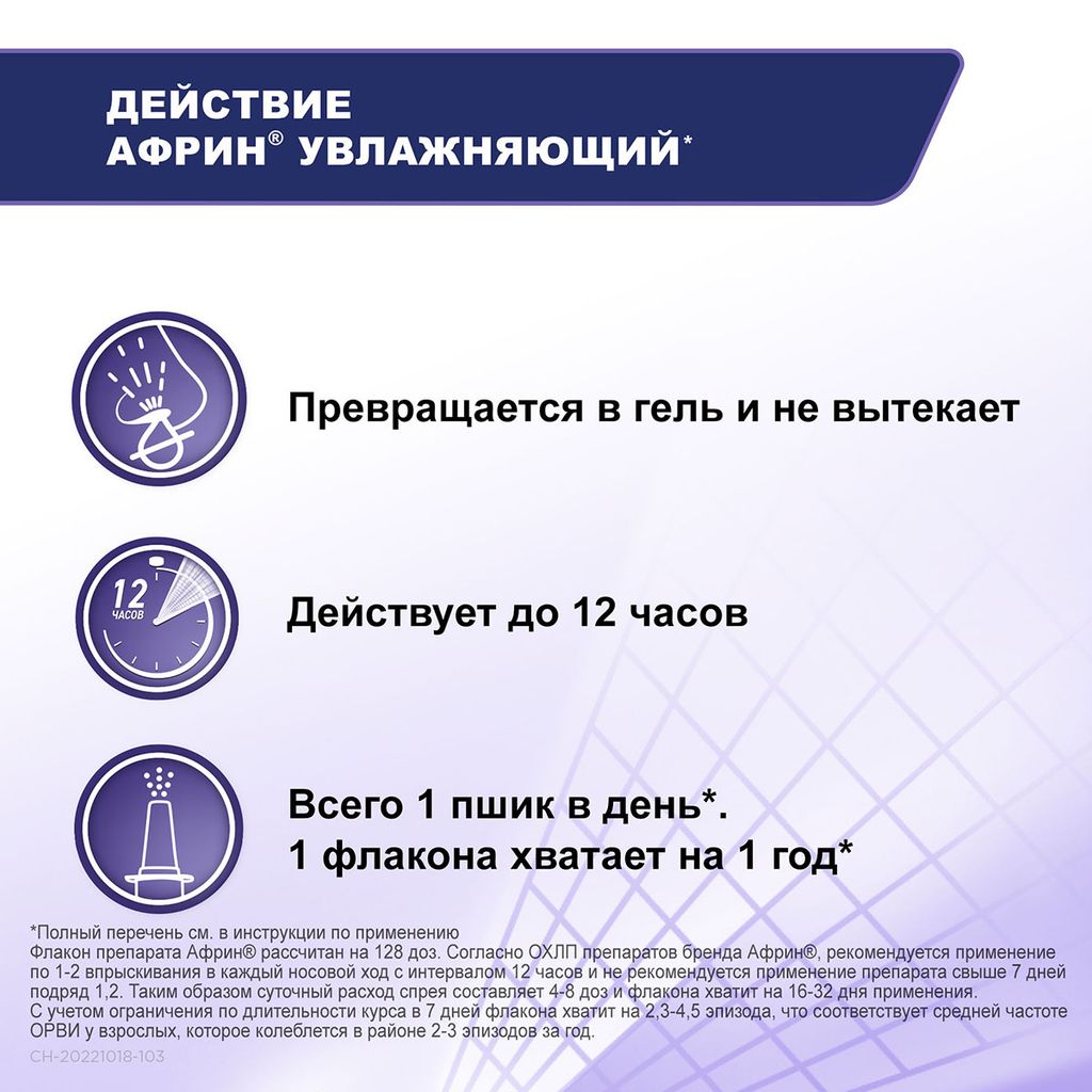 Африн увлажняющий, 0.05%, спрей назальный, 15 мл, 1 шт.