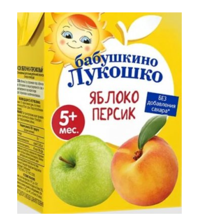 фото упаковки Бабушкино Лукошко Сок яблоко персик