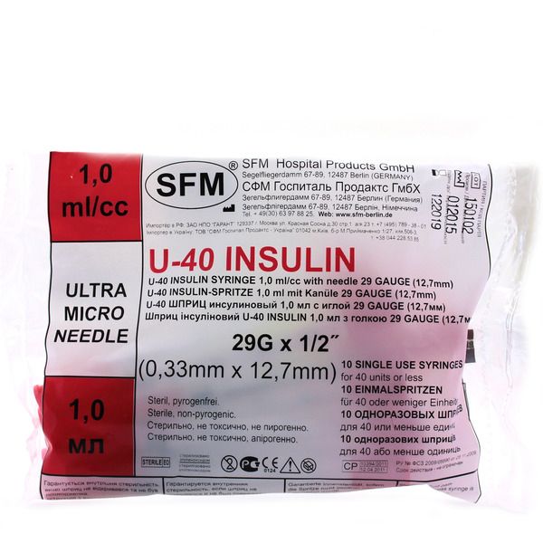 фото упаковки Шприц трехкомпонентный инсулиновый U-40 1мл