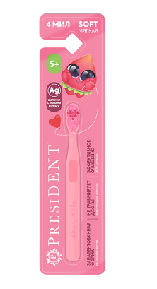 фото упаковки PresiDent Зубная щетка детская Розовая