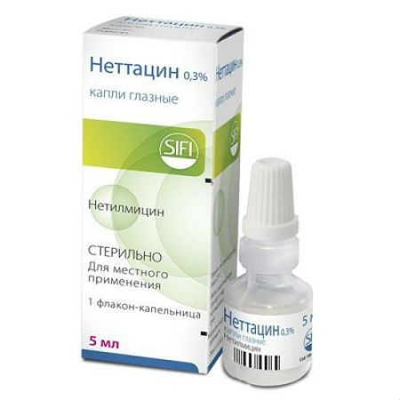 фото упаковки Неттацин, 0.3%, капли глазные, 5 мл, 1 шт. фото упаковки Неттацин