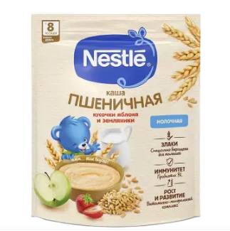 Nestle Каша молочная пшеничная земляника яблоко, каша детская молочная, 200 г, 1 шт.