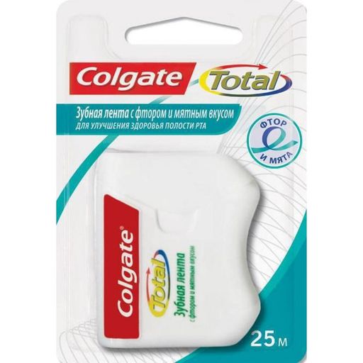 Colgate Total Зубная нить-лента со фтором и мятой, 25 м, 1 шт.