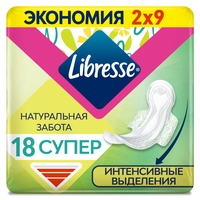 Libresse natural care супер прокладки, прокладки гигиенические, интенсивные выделения, 18 шт.