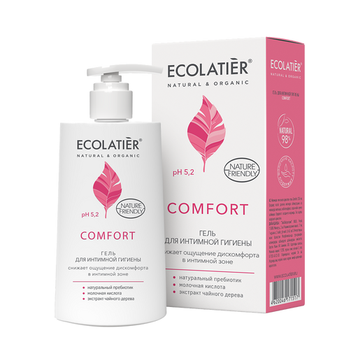 Ecolatier Гель для интимной гигиены Comfort, с молочной кислотой и пребиотиком, 250 мл, 1 шт.